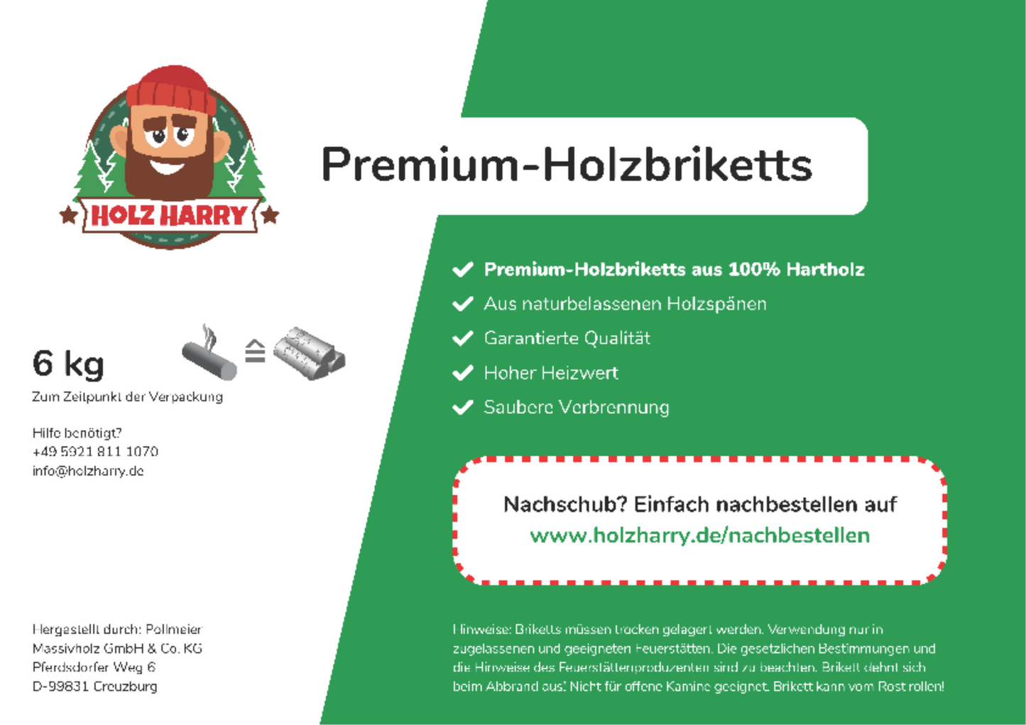 Buchenbriketts Premium - Komplettladung (24 Paletten) HolzHarry